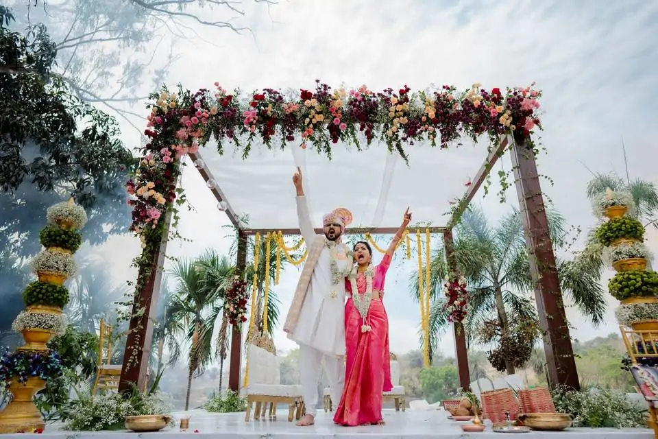 Destination wedding ceremony with a stunning 360-degree mountain view at The Jungle Mist Resort, Rishikesh